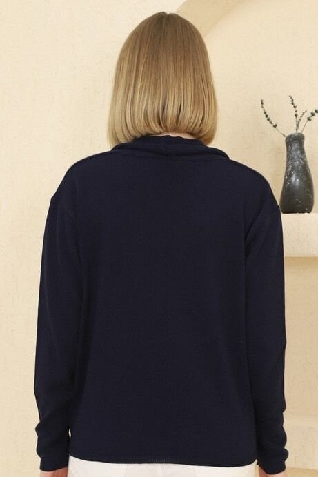 Kadın Lacivert Fitilli İnce Triko Hırka