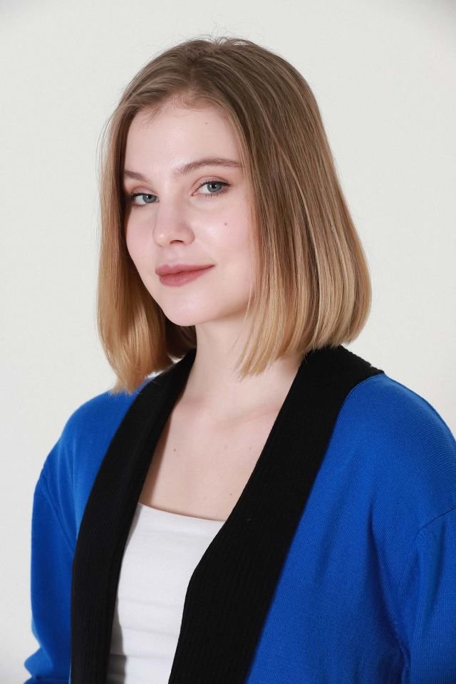 Kadın Saks Siyah İki Renk Desenli Kısa Triko Hırka